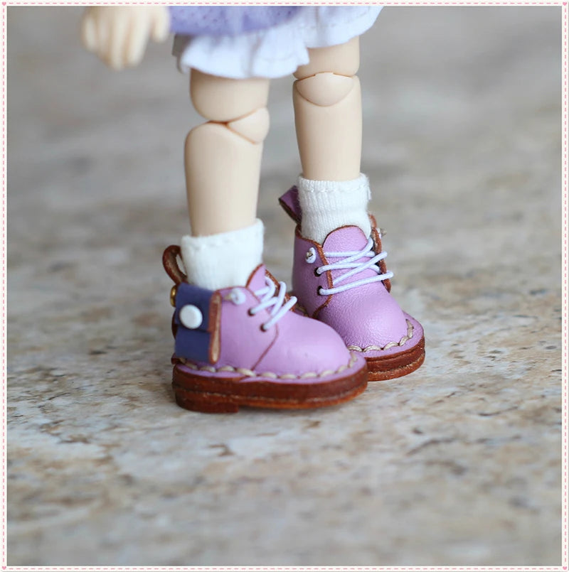 OB11 Doll Shoes Fashion Cowhide Boots Shoes for GSC, YMY, Obitsu 11, 1/12bjd Doll Accessories