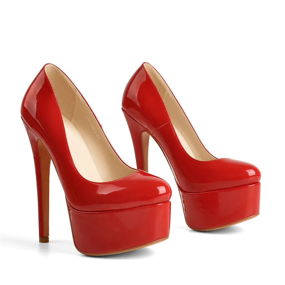 Onlymaker Women Platform Super Stiletto High Heels Pumps Round Toe Slip On Wedding Party Big Size Fashion Shoes