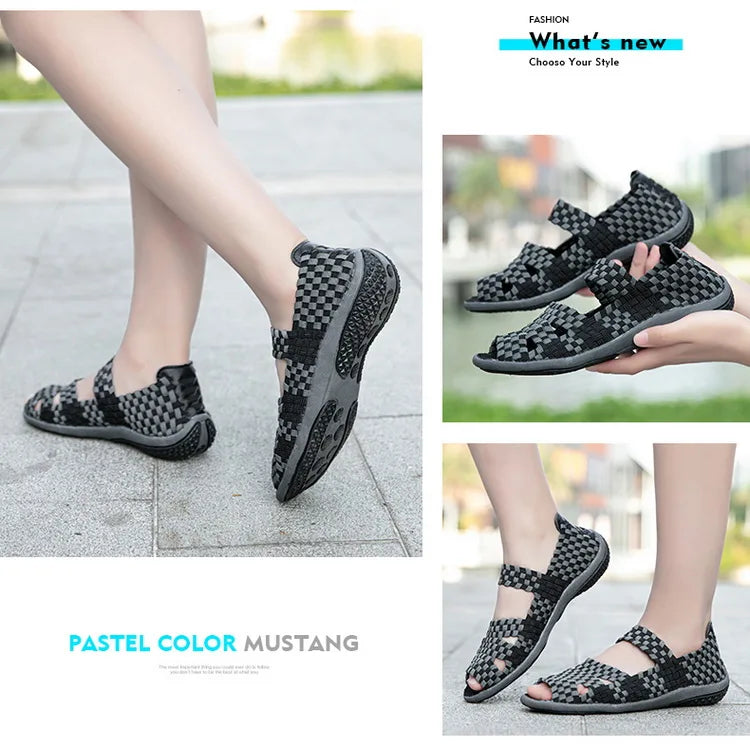 Women Flats Woven Shoes Breathable Summer Sneakers Female Casual Shoes For Walking Comfort Women Tenis Non-slip Zapatos Mujer