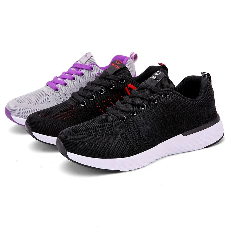Black Knitting Ladies Sport Running Shoes Women Sneakers