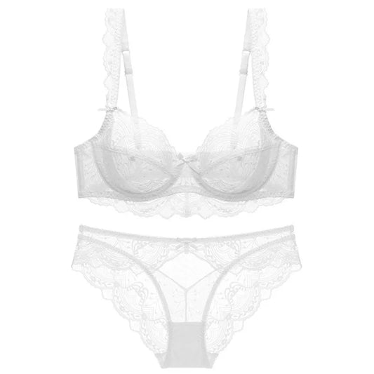 Nouvelle Seamless Sexy Transparent Ultrathin Lace Bra Briefs Sets Plus Size Lingerie Push Up Underwear