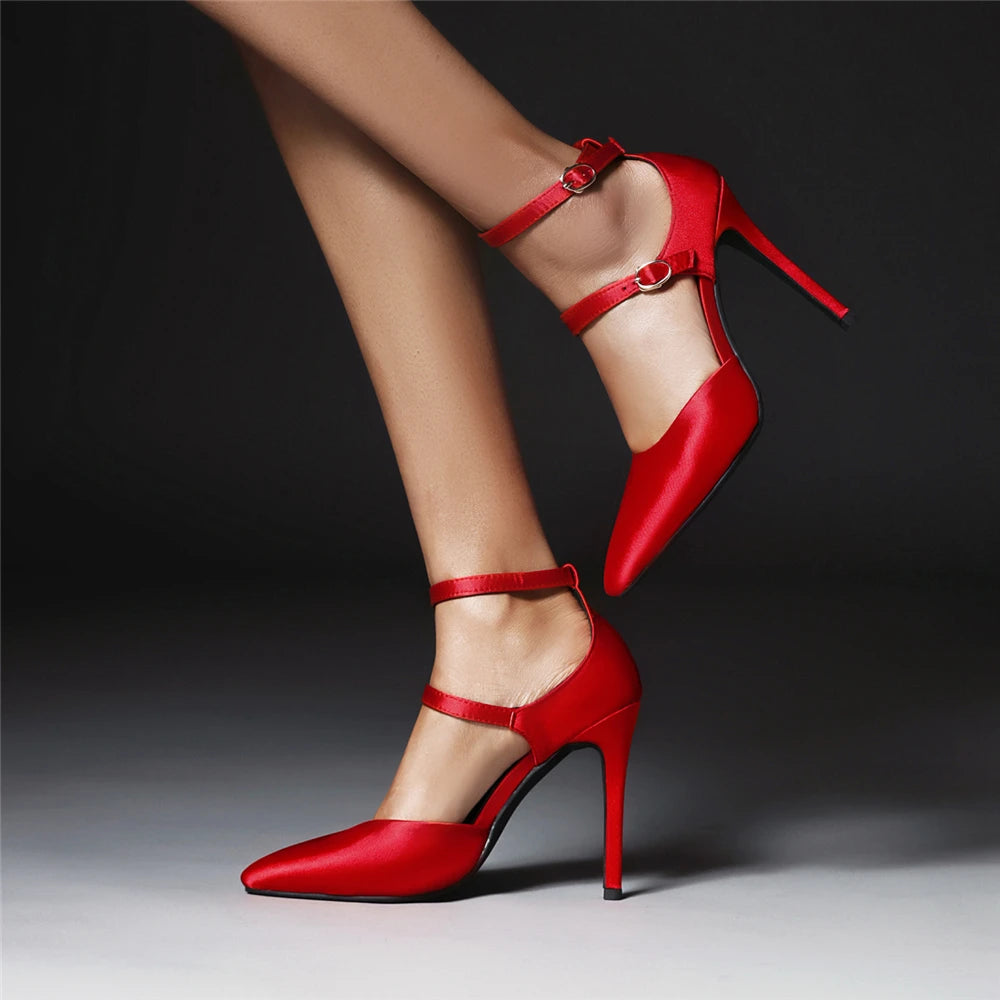 2026 Sexy Classic High Heels Women Sandals Summer Shoes Ladies Pumps Heels Woman Buckle Ankle Strap Shoes Green Black size 34-43