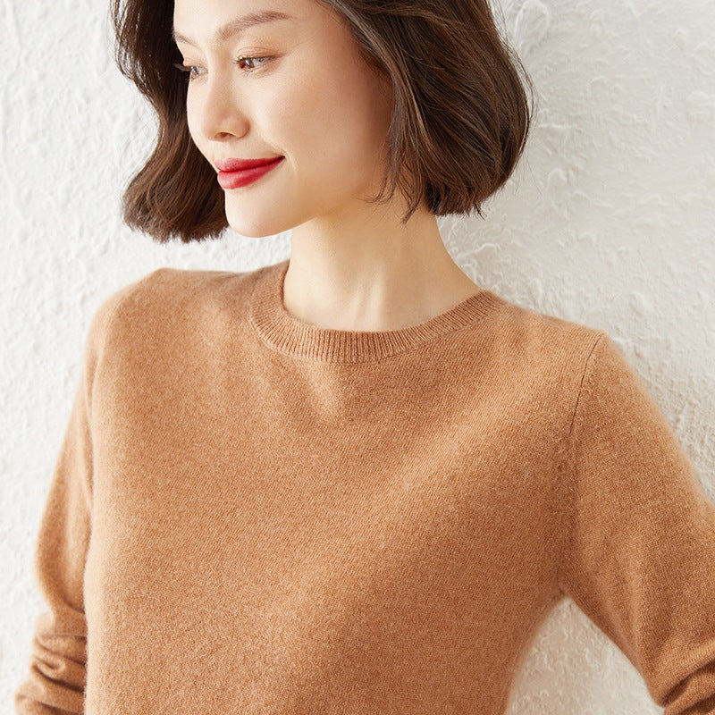Autumn Winter Women's Sweater O-neck Cashmere Solid Pullovers Slim Bottoming Shirt Long Sleeve Casual Basic Pull Femme Sweater