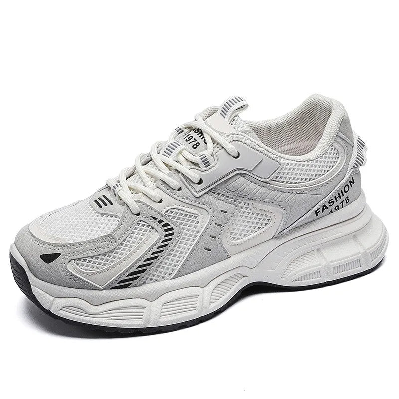 Dad's Shoes Women's New Versatile Student Thick Sole Height Increasing Sports and Leisure Breathable Running Shoes