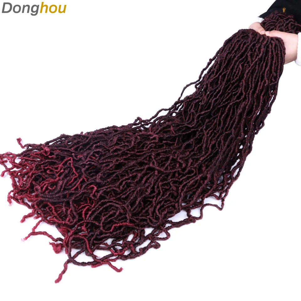 Long Goddess Faux Locks Crochet Braids Brown Blue 1B 30 350 Soft Locs Braiding Hair Synthetic Faux Locs Crochet Hair Extensions