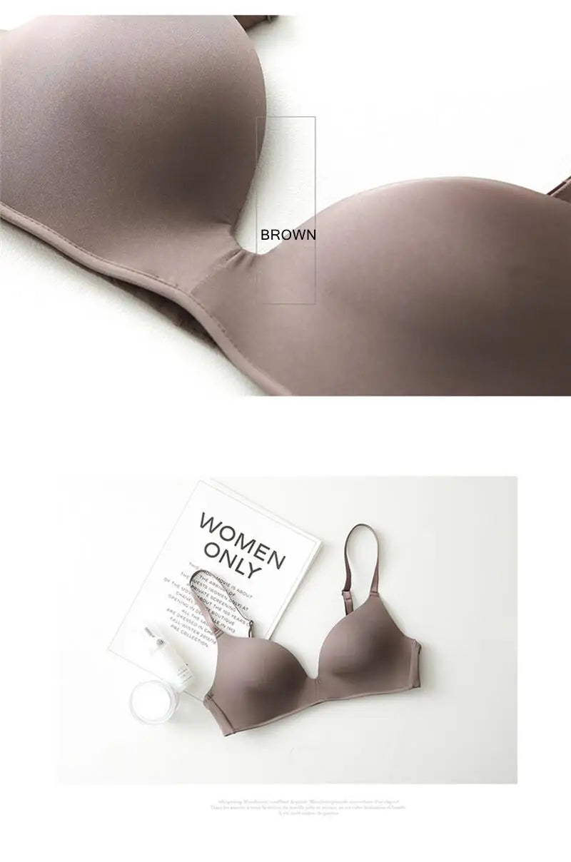 Thin Triangular Cup Bra Adjustable Shoulder Strap Gather Brassiere Wireless Anti-glare Bralette Seamless Sleeping Women Lingerie