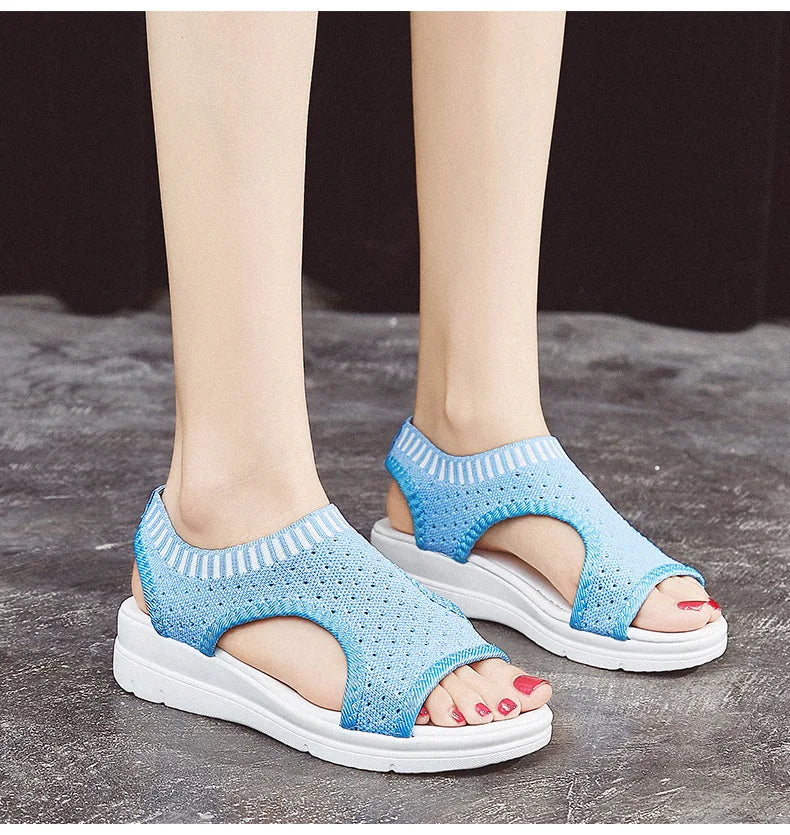 Sandals women summer  new open toed flat Roman women sandals flying woven hollow platform sports sandals flat sandals2021