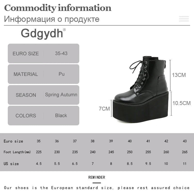 Gdgydh Big Size 43 Platform High Heels Cosplay Fashionable Autumn Ankle Boots Platform Women Wedges Heel  Model Catwalk Shoes