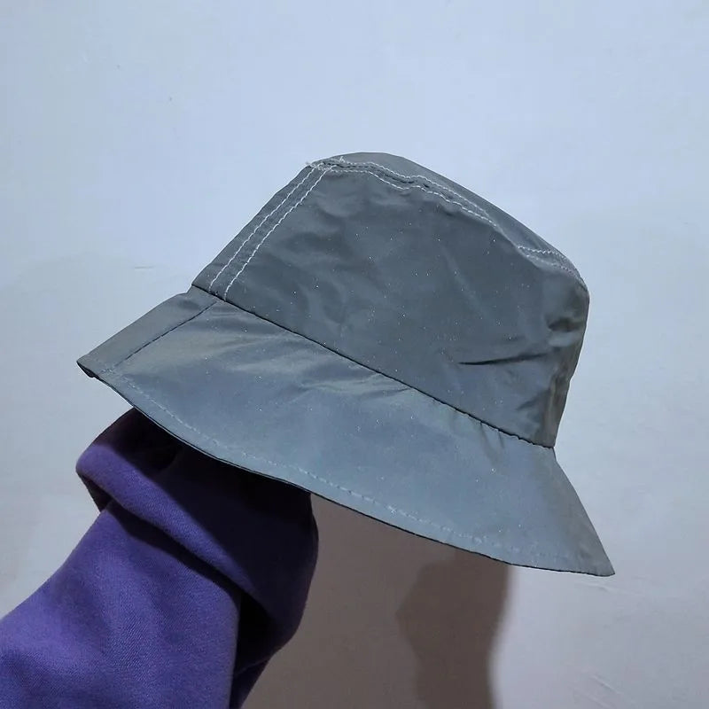 Outdoor Sports Club Party Silver Grey Reflective Luminous peaked caps Panama Bucket Hats Men Women  baseball cap Flat caps BAZAARHUBO