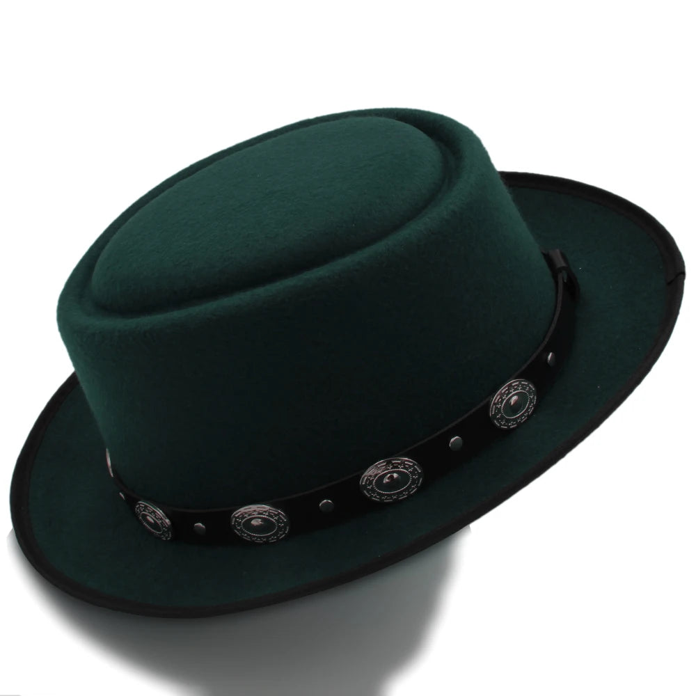 Men Women Pork Pie Hats Fedora Caps Trilby Sunhat Classical Retro Jazz Party Outdoor Travel Street Style Size US 7 1/4 UK L