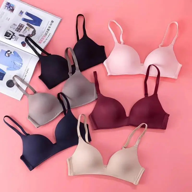 Thin Triangular Cup Bra Adjustable Shoulder Strap Gather Brassiere Wireless Anti-glare Bralette Seamless Sleeping Women Lingerie