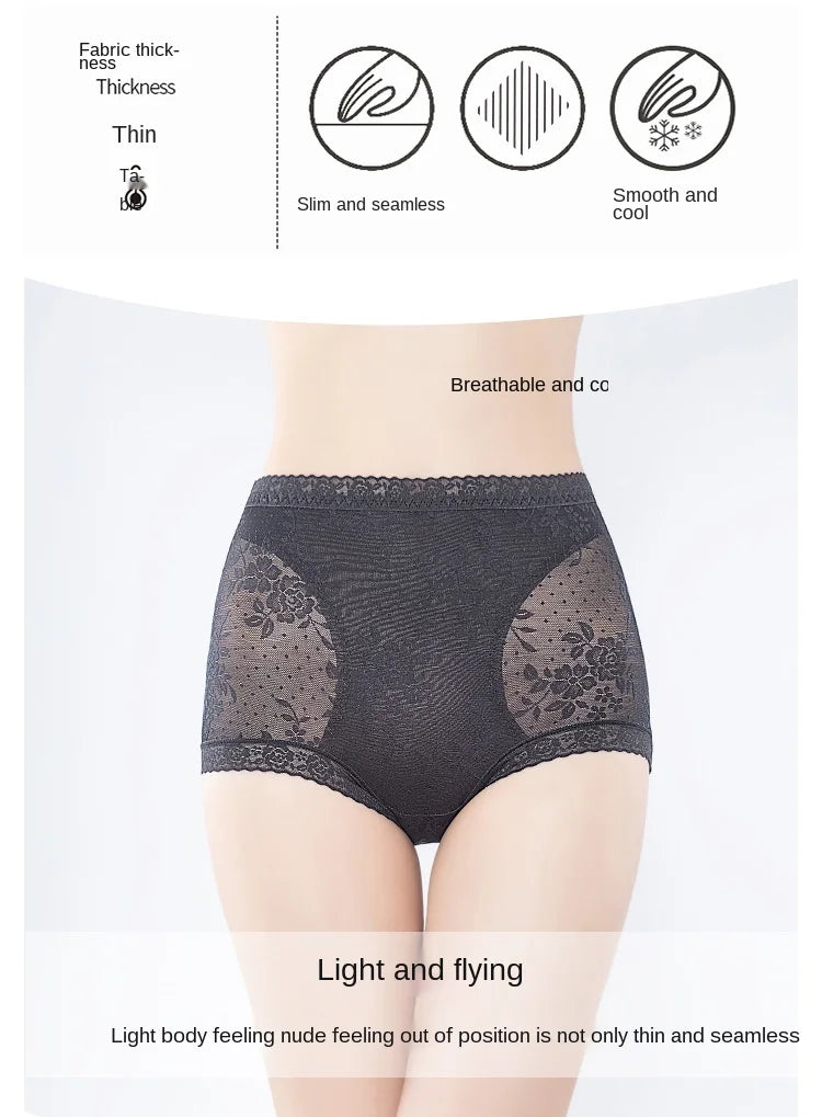 European Style  Panties Fashion Solid Color Comfort Briefs Plus Size High Waist Seamless Underpants Sexy Lace Panties Lingerie