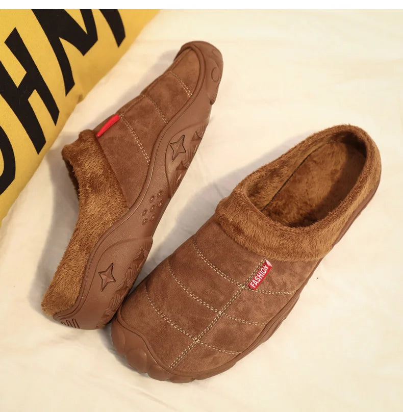Winter Men Plus Size Leisure Indoor Plush Slippers Home Cotton Shoes Warm House Shoes Room Unisex Pantofole Peluche Invernali 48