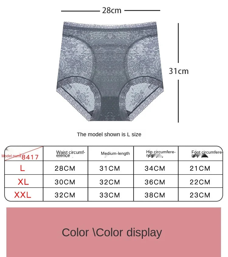 European Style  Panties Fashion Solid Color Comfort Briefs Plus Size High Waist Seamless Underpants Sexy Lace Panties Lingerie