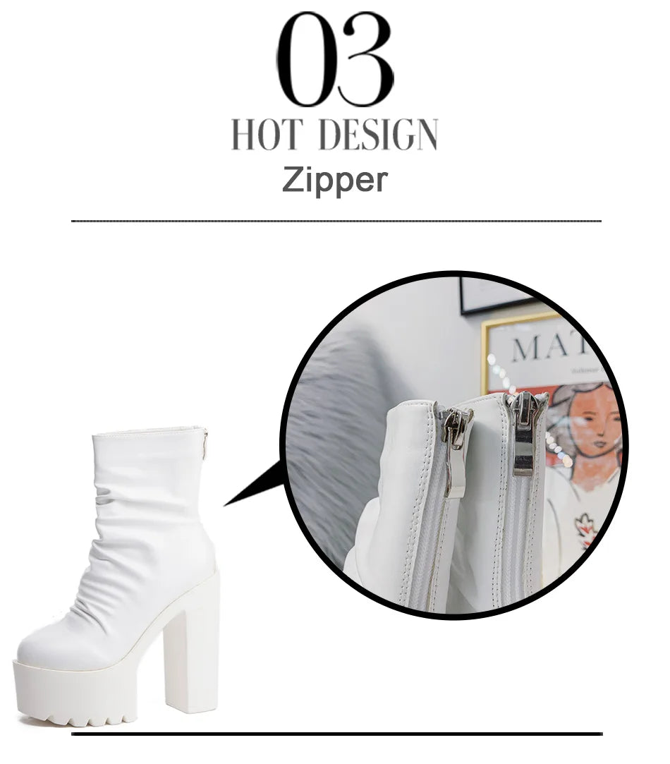Platform Gothic Ankle Boots | Women's High Heel Short Boots