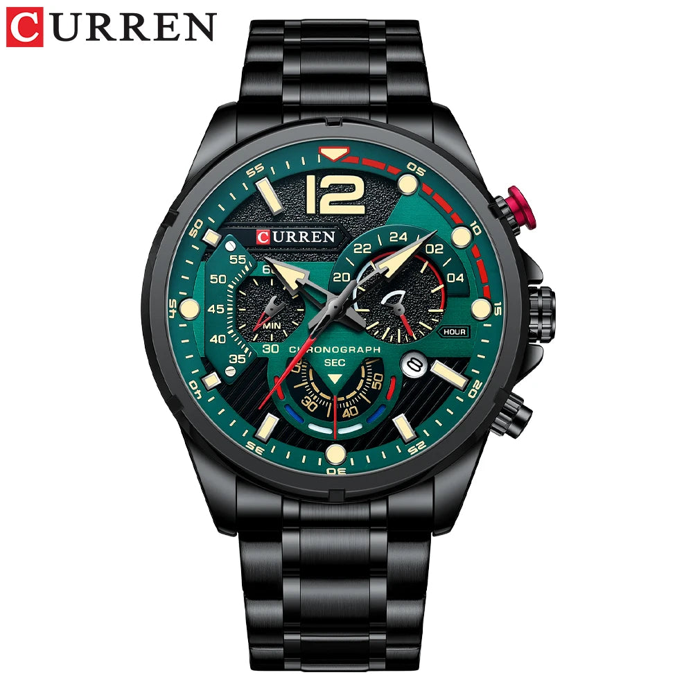 CURREN Luxury Brand Sport Wristwatches for Man Luminous Quartz Watches Casual Chronograph Stainless Steel Male Clock
