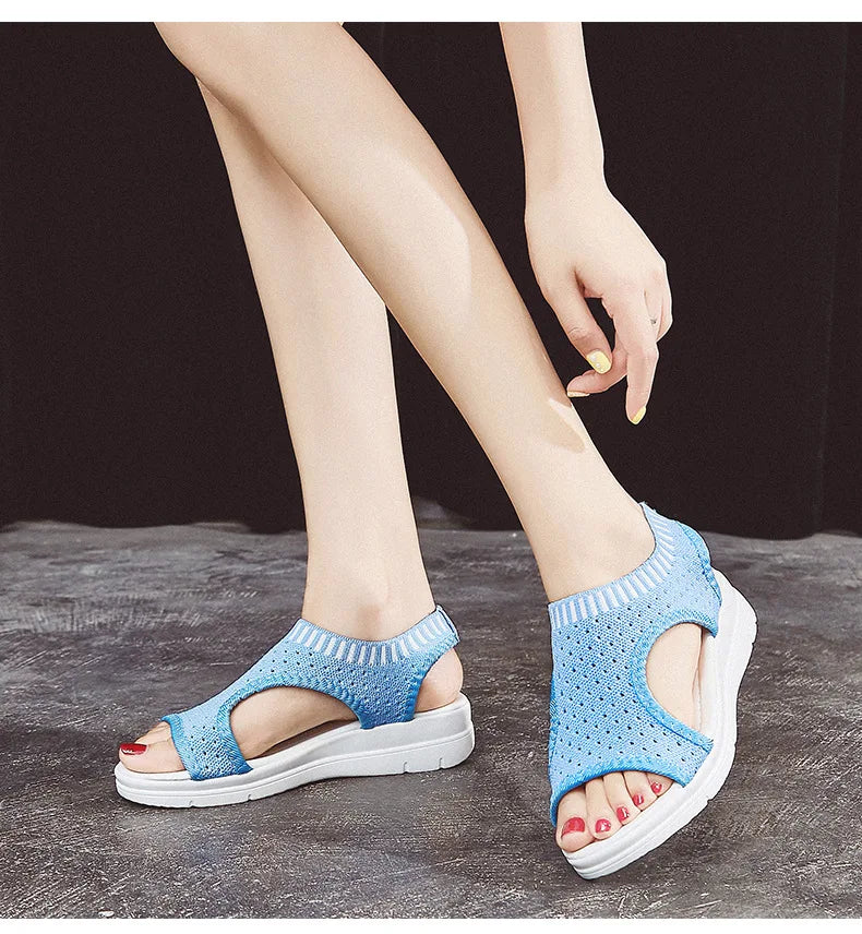 Sandals women summer  new open toed flat Roman women sandals flying woven hollow platform sports sandals flat sandals2021