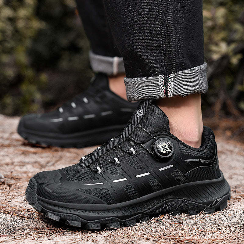 Rotating Buckle Anti-Slip Hiking Shoes for Men, Water-Repellent Cross-Country Running Shoes, Cushioning Outdoor Sports Shoes, Wear-Resistant Hiking Shoes