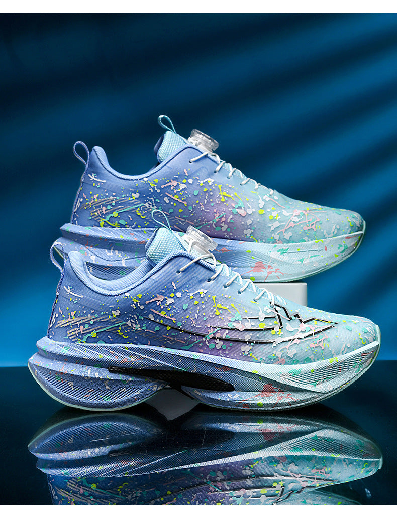 Men's and Women's Same Style Running Shoes Carbon Plate Running Shoes Luminous Camouflage Swivel Buckle Casual Shoes Long-Distance Running Exercise Professional Sports Shoes