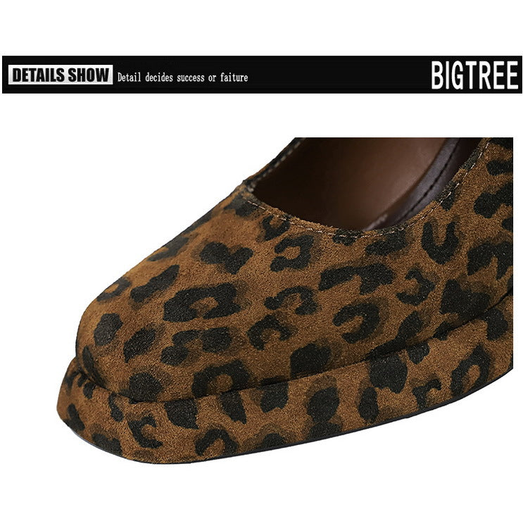 BIGTREE shoes Spring Chunky Women Pumps Belt buckle High Heels Square headed platform heels Suede Block Heels Ladies shoes New