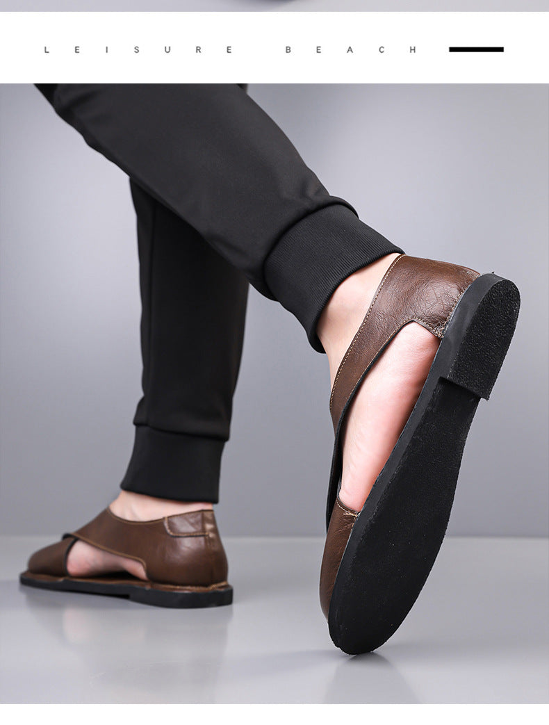 Italian Leather Sandals for Men Summer Sandals Men Casual Shoes Black Fashion Gladiator Sandals for Men Designer Shoes Zapatos