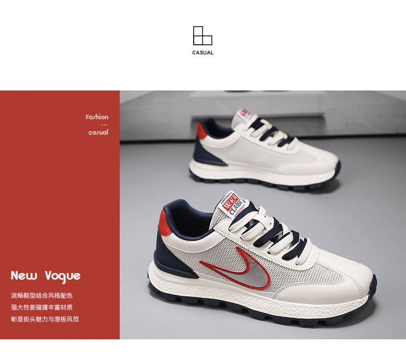 Men's Shoes, New Autumn Style, Breathable, Lightweight, Soft-Soled Running Shoes, Youth Fashion Casual Shoes, Single Mesh Color-Blocking Sports Trendy Shoes