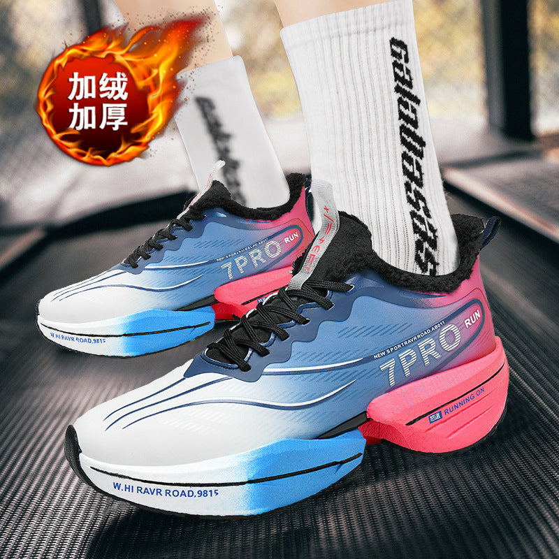 Running shoes winter fleece-lined mesh flying 3c boys sports running shoes