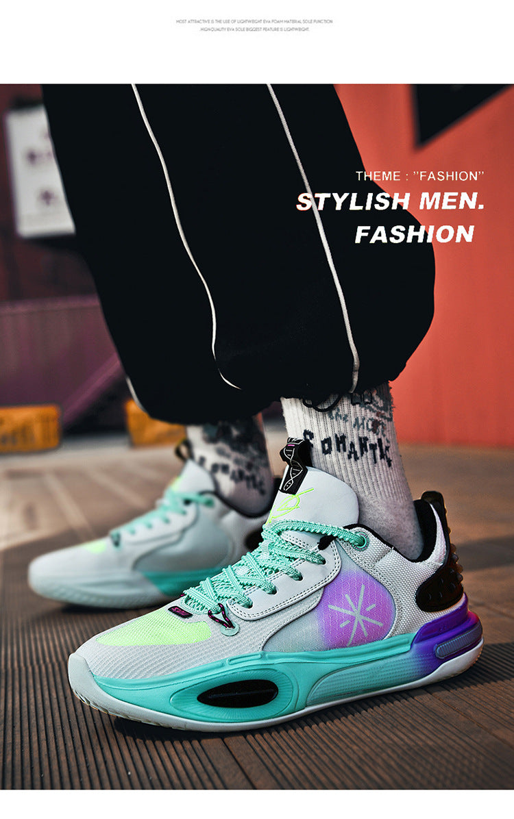 Basketball Shoes Men's New Breathable Non-slip Shock Absorption Wear-resistant Rebound Practical Training Shoes Sports Shoes for Young Students
