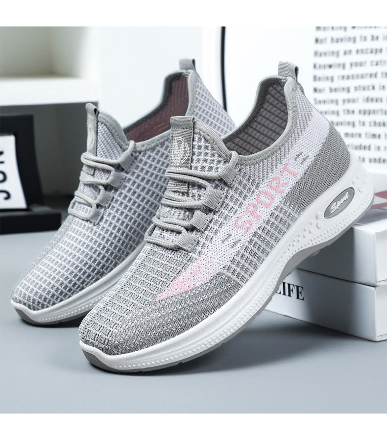 Sports Shoes for Women, Summer New Breathable Mesh Shoes, Fly-Knit Soft-Soled Running Shoes, Comfortable and Not Tiring for Feet, Casual Women's Shoes