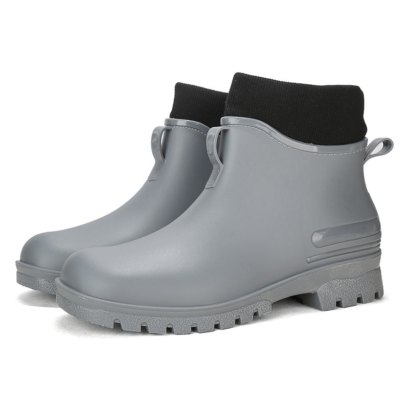 Water Shoes for Women, Chelsea Style with Fleece Lining, Short Rain Boots for Men, Low-Top Rubber Shoes for Men and Women, Non-Slip and Wear-Resistant