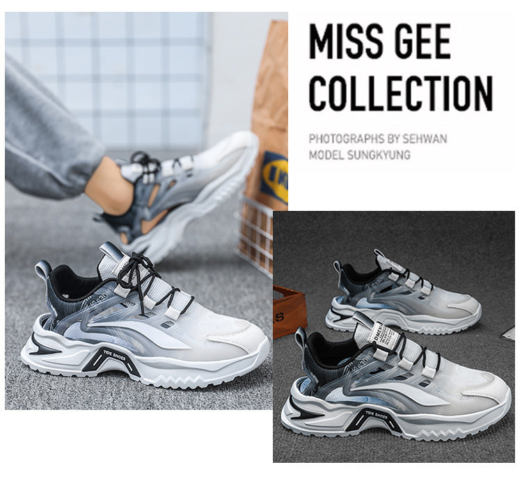 2025 New Summer Men's Sports Shoes for Students, Breathable Mesh Popular Mecha Hollow Frame Casual Sports Shoes