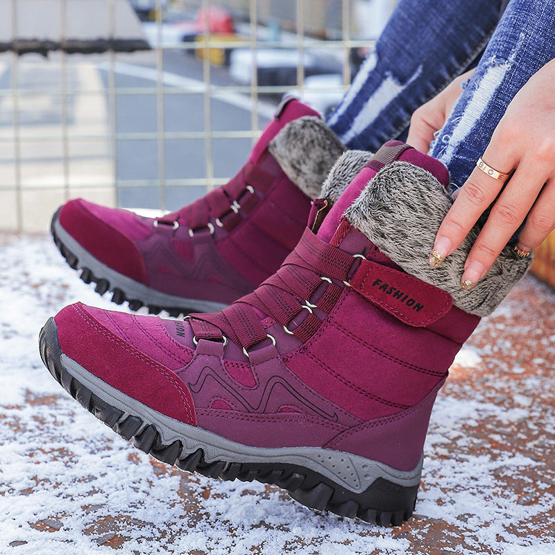 Northern Winter Fleece-lined Warm Thick-soled Snow Boots Cotton-padded Shoes High-top Women's Shoes Thick-soled Outdoor Mountaineering Shoes Casual Shoes