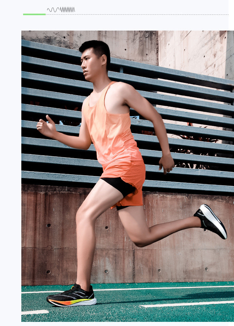 Summer Single Mesh Breathable Carbon Plate Running Shoes for Men, Body Test, High School Entrance Examination Racing Students, Professional Sports Shoes, Shock-Absorbing Running Shoes for Women