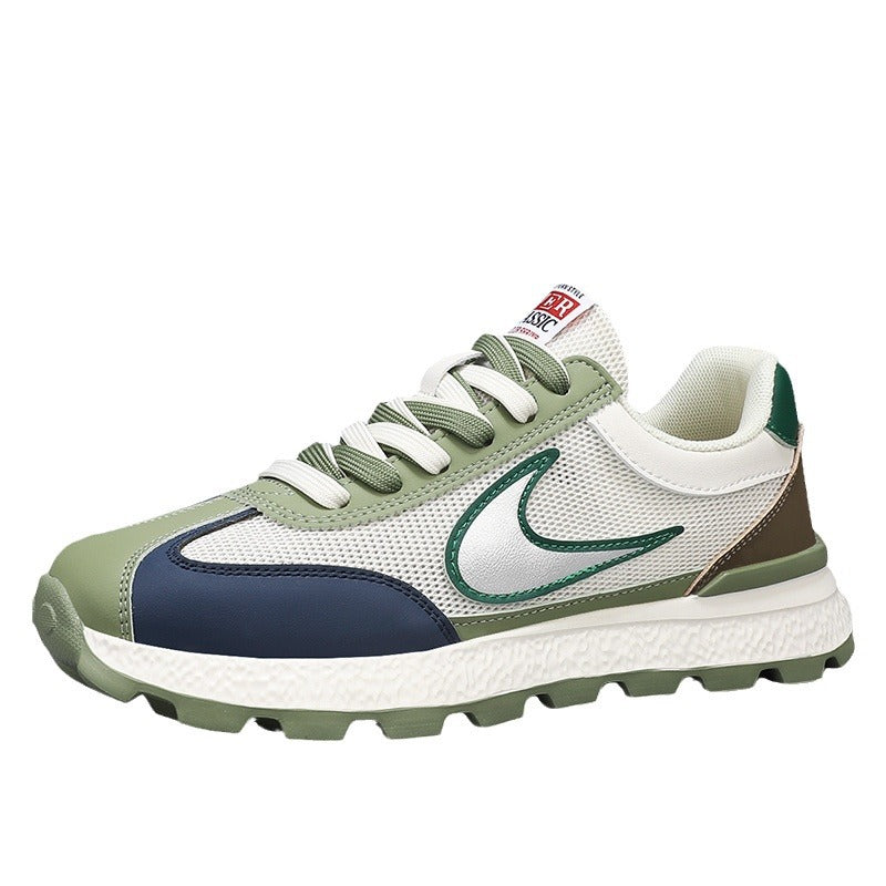 Men's Shoes, New Autumn Style, Breathable, Lightweight, Soft-Soled Running Shoes, Youth Fashion Casual Shoes, Single Mesh Color-Blocking Sports Trendy Shoes