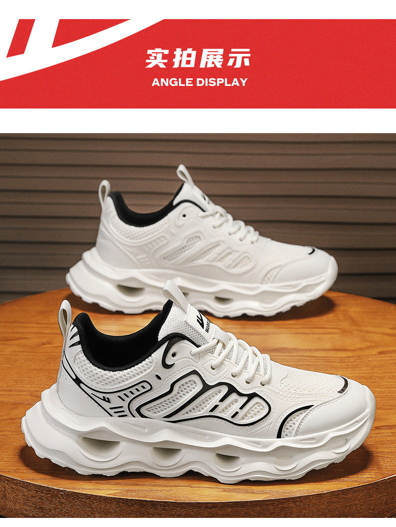 Warrior Men's Shoes 2026 New Model Breathable Hollow Soft Sole Shock Absorbing Lightweight Running Casual Sports Versatile Dad Sneakers