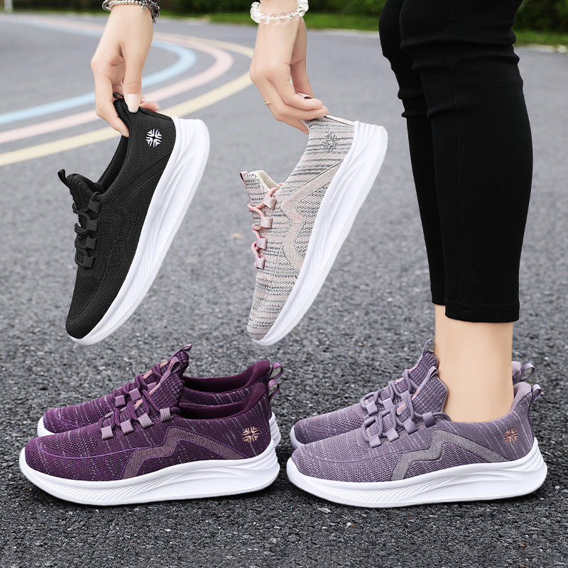 Summer New Style Walking Shoes, Shallow-Mouthed Women's Shoes, Casual Running Shoes, Comfortable Mom Shoes, Breathable Middle-Aged and Elderly Sports Shoes