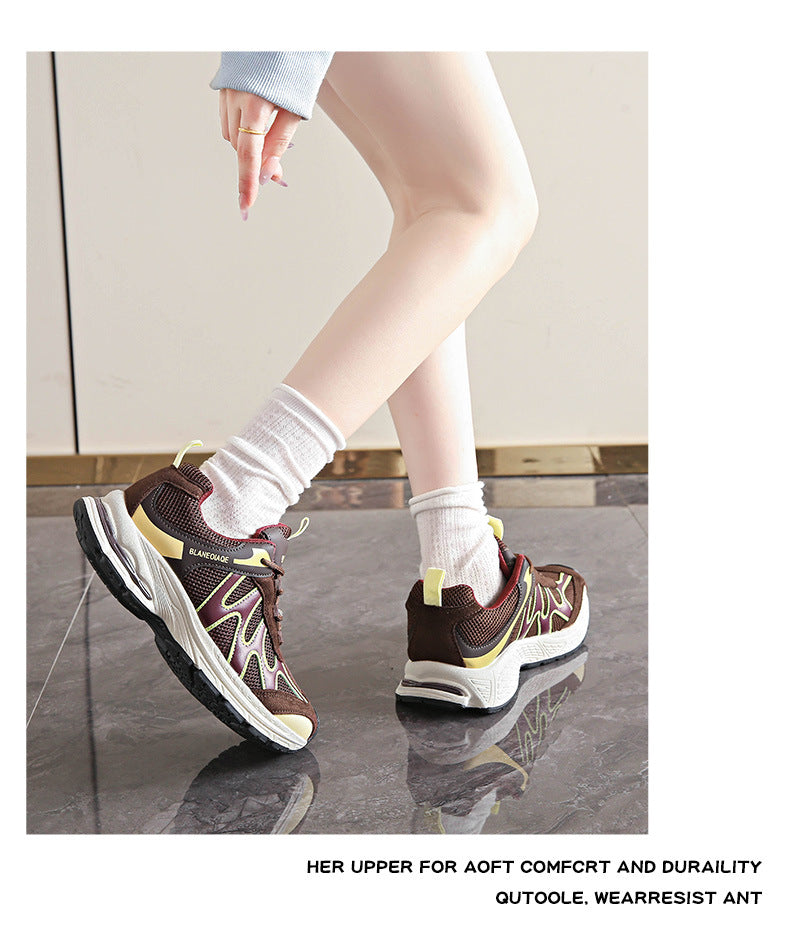 Dad Shoes for Women 2025 New Mesh Breathable Jogging Shoes Thick Sole Heightening Casual Sports Shoes
