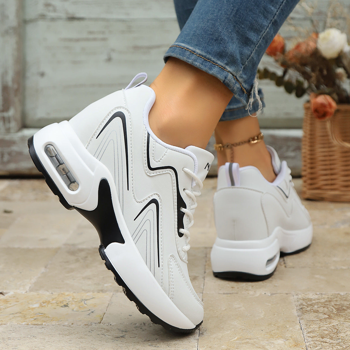 Summer Wear-Resistant Height-Increasing Dad Shoes Mesh Tendon Sole Running Shoes Breathable Non-Slip Sports Shoes