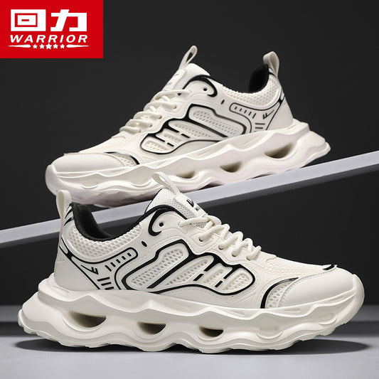 Warrior Men's Shoes 2026 New Model Breathable Hollow Soft Sole Shock Absorbing Lightweight Running Casual Sports Versatile Dad Sneakers
