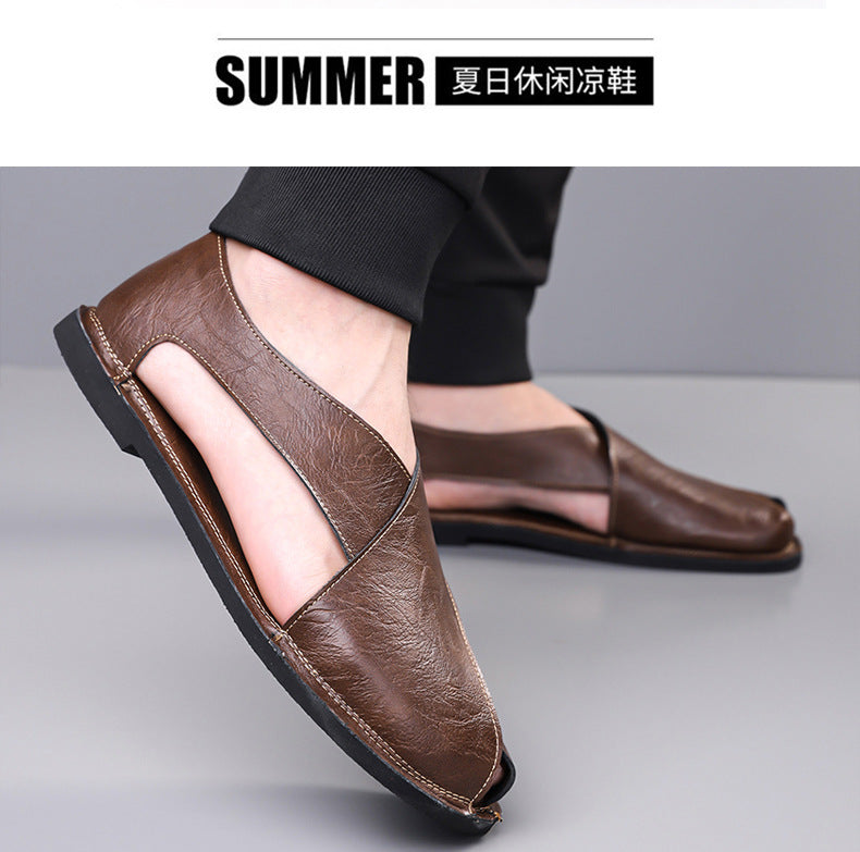 Italian Leather Sandals for Men Summer Sandals Men Casual Shoes Black Fashion Gladiator Sandals for Men Designer Shoes Zapatos