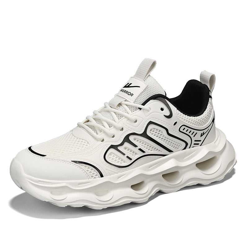 Warrior Men's Shoes 2026 New Model Breathable Hollow Soft Sole Shock Absorbing Lightweight Running Casual Sports Versatile Dad Sneakers