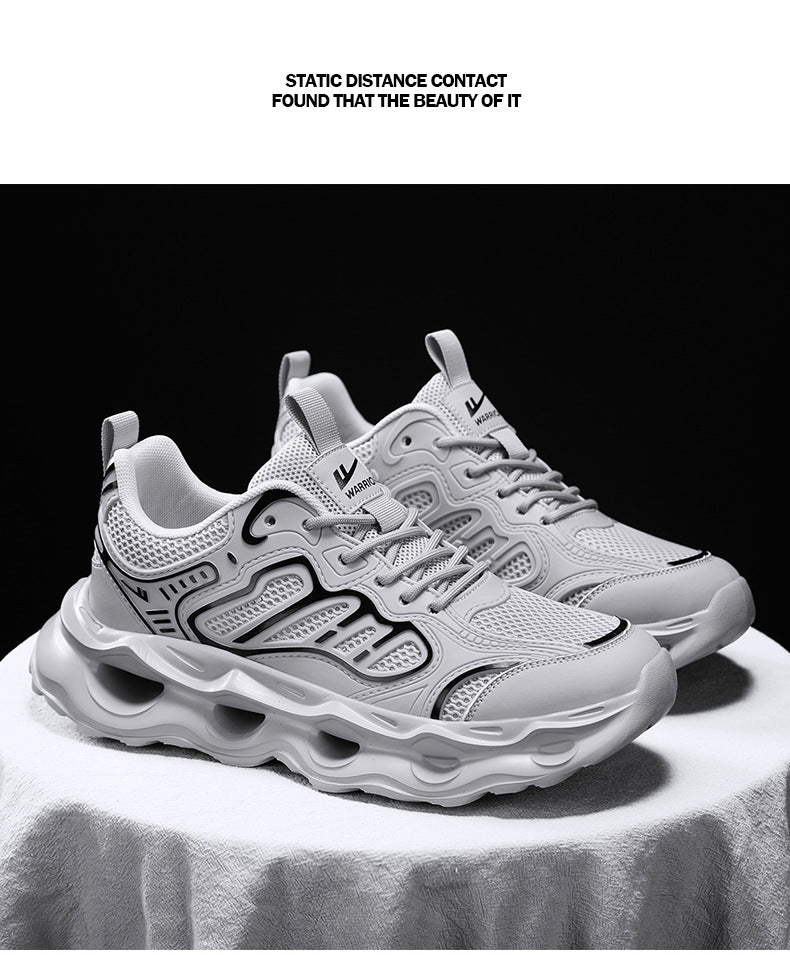Warrior Men's Shoes 2026 New Model Breathable Hollow Soft Sole Shock Absorbing Lightweight Running Casual Sports Versatile Dad Sneakers