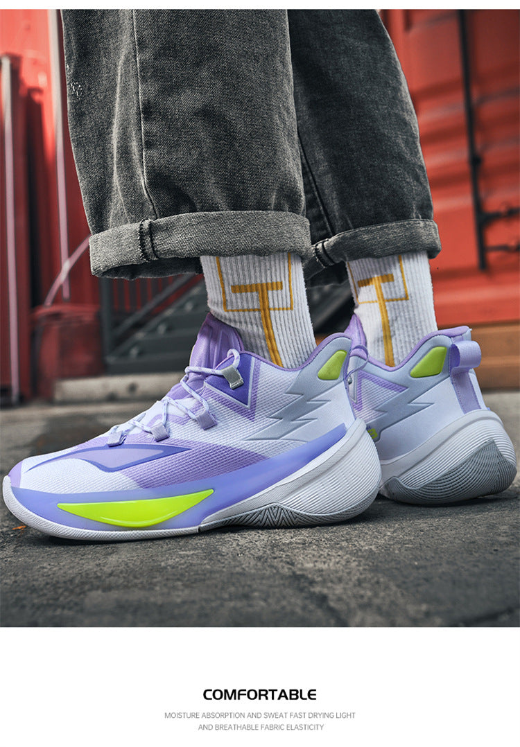 Basketball Shoes Men's and Women's Non-slip Wear-resistant Practical Training Shoes Mesh Breathable Running Sneakers for Teenagers and Students