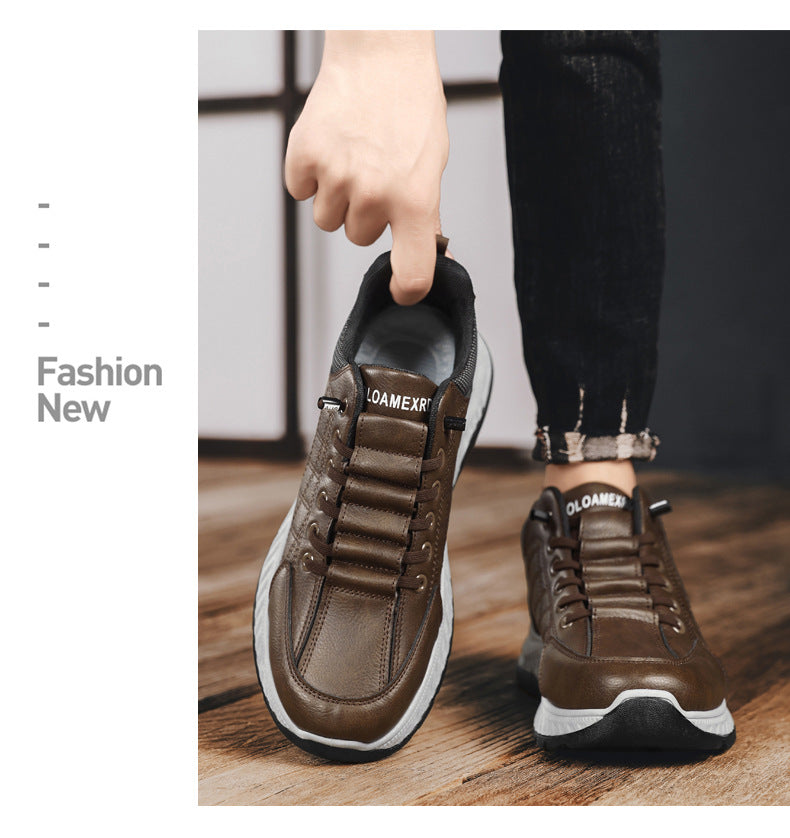 Casual Sports Leather Shoes Men's 2025 New Soft Sole Non-Slip Wear-Resistant Lightweight Fashionable Breathable Forrest Gump Shoes sneaker