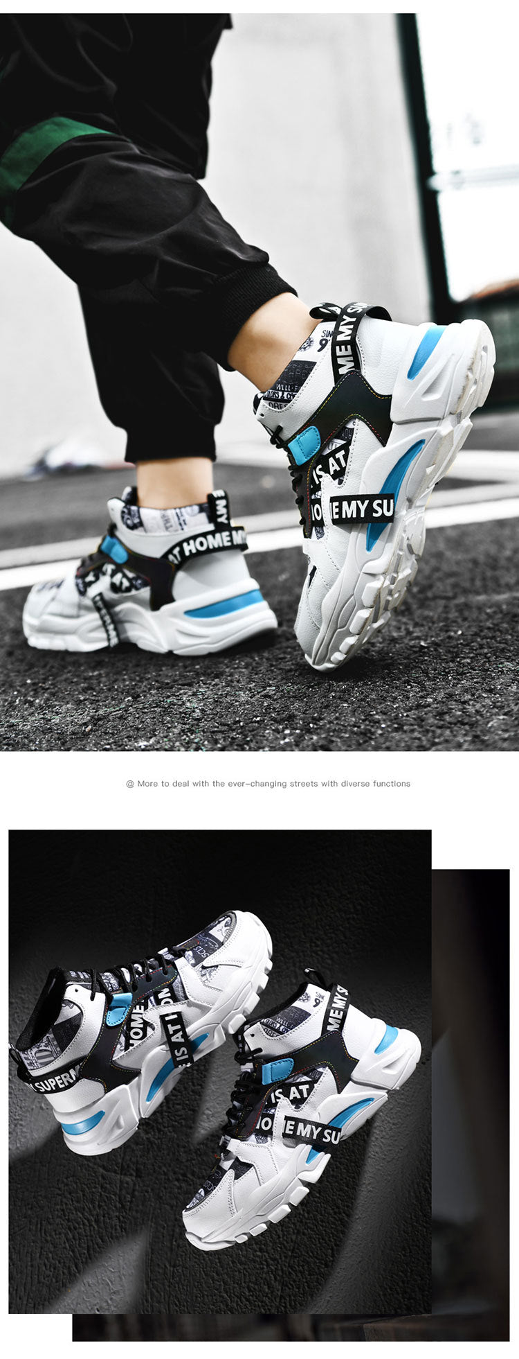 2024 New Fashionable Shoes Distinctive Autumn High-top Shoes Autumn and Winter Men's Shoes High-top Board Shoes Korean Fashionable Running Shoes for Students