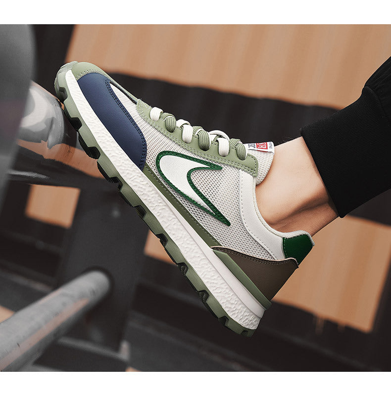 Men's Shoes, New Autumn Style, Breathable, Lightweight, Soft-Soled Running Shoes, Youth Fashion Casual Shoes, Single Mesh Color-Blocking Sports Trendy Shoes