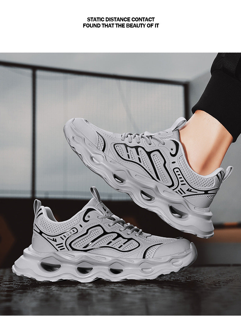 Warrior Men's Shoes 2026 New Model Breathable Hollow Soft Sole Shock Absorbing Lightweight Running Casual Sports Versatile Dad Sneakers
