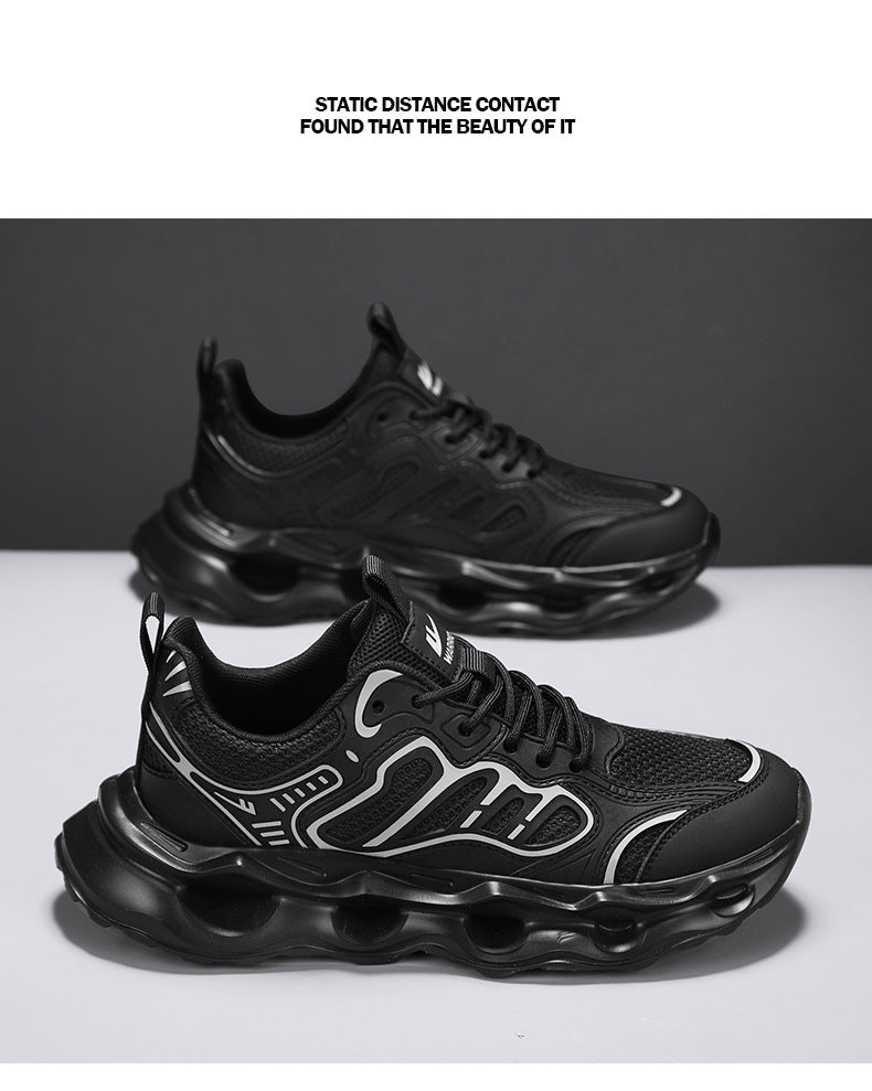 Warrior Men's Shoes 2026 New Model Breathable Hollow Soft Sole Shock Absorbing Lightweight Running Casual Sports Versatile Dad Sneakers