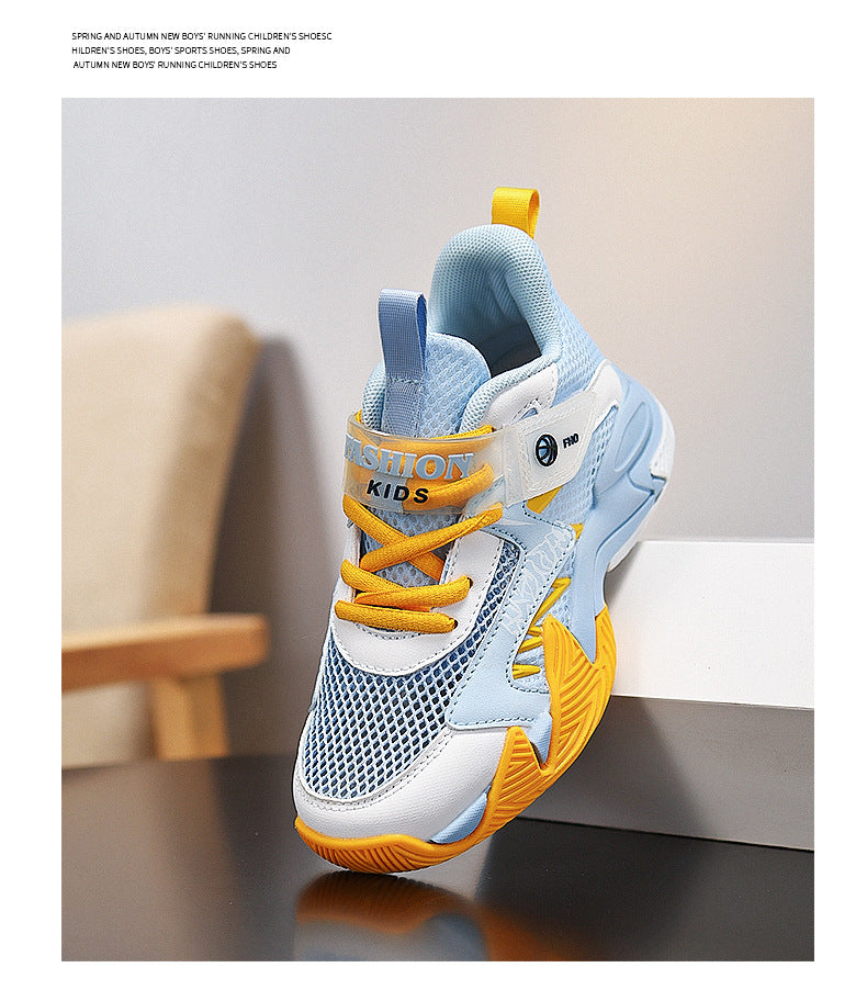 Summer New Children's Wear-Resistant Running Shoes, Mesh Breathable Casual Sports Shoes for Primary School Students, Trendy Lightweight Basketball Shoes