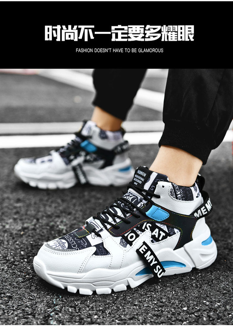 2024 New Fashionable Shoes Distinctive Autumn High-top Shoes Autumn and Winter Men's Shoes High-top Board Shoes Korean Fashionable Running Shoes for Students